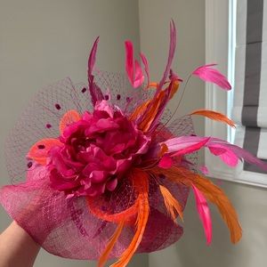Kentucky Derby fascinator! Beautiful pink, orange, and soft purple